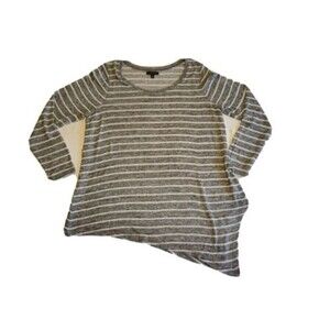 Women's Sweater Lane Bryant Plus Size 18/20 Grey Striped Lightweight Pullover